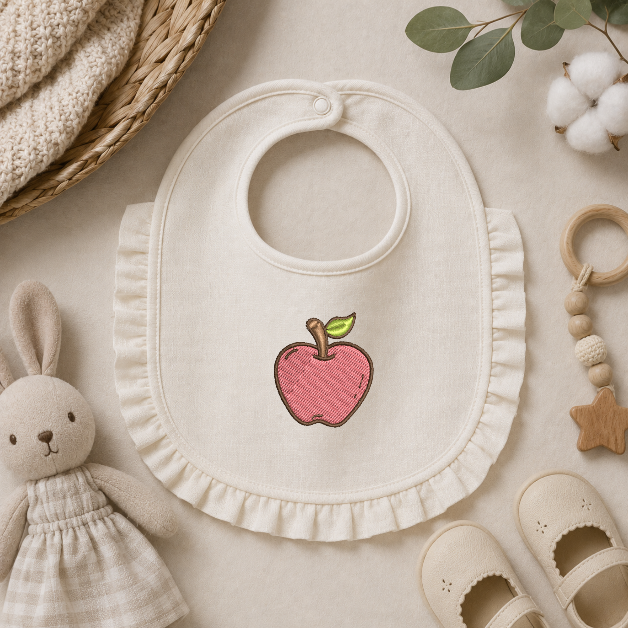 Apple embroidery design, Fruit embroidery file, Food Machine embroidery, 7 Formats + 6 Sizes