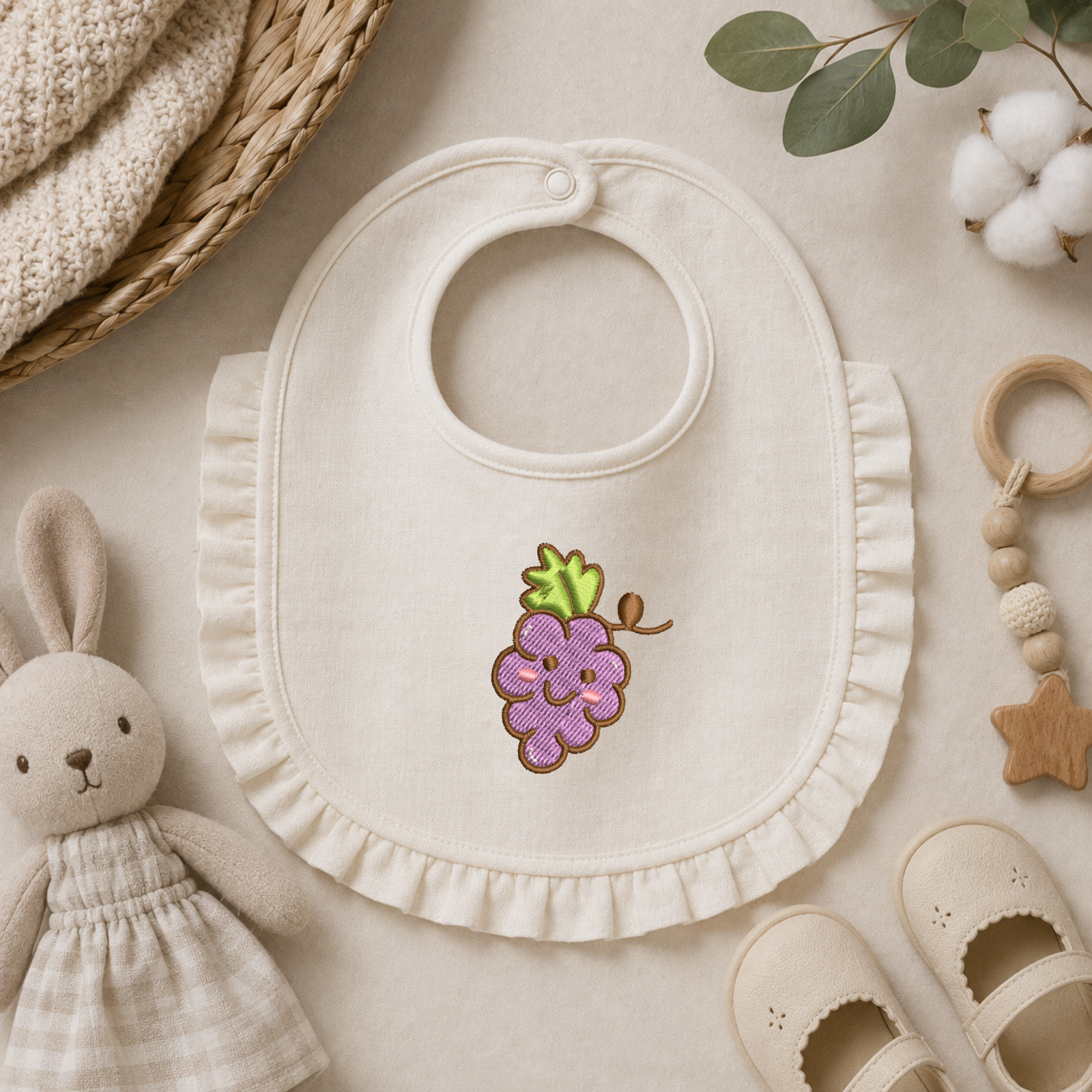 Grape embroidery design, Fruits embroidery file, Machine embroidery, 7 Formats + 6 Sizes