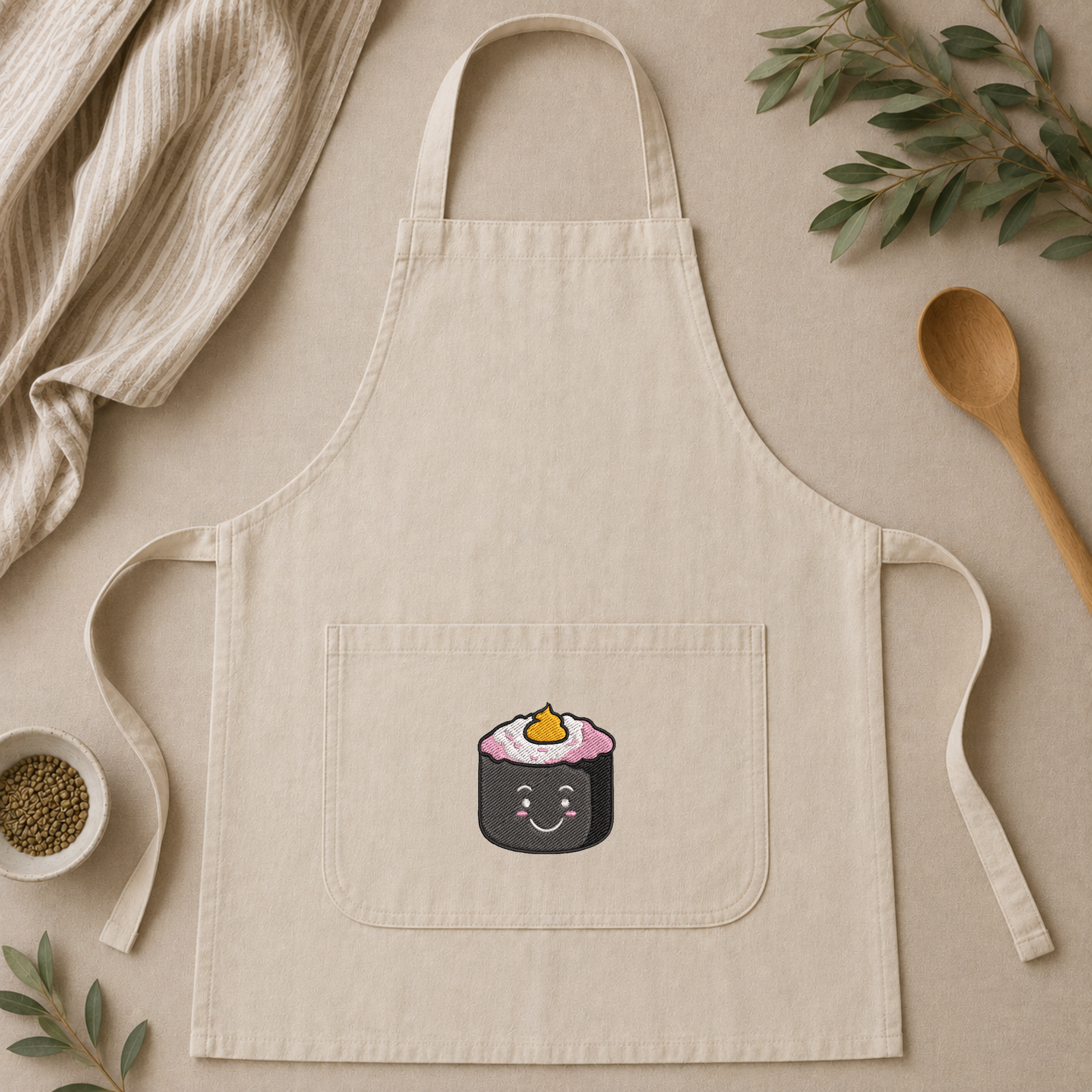 Sushi embroidery design, Cute food embroidery file, Machine embroidery, 7 Formats + 6 Sizes