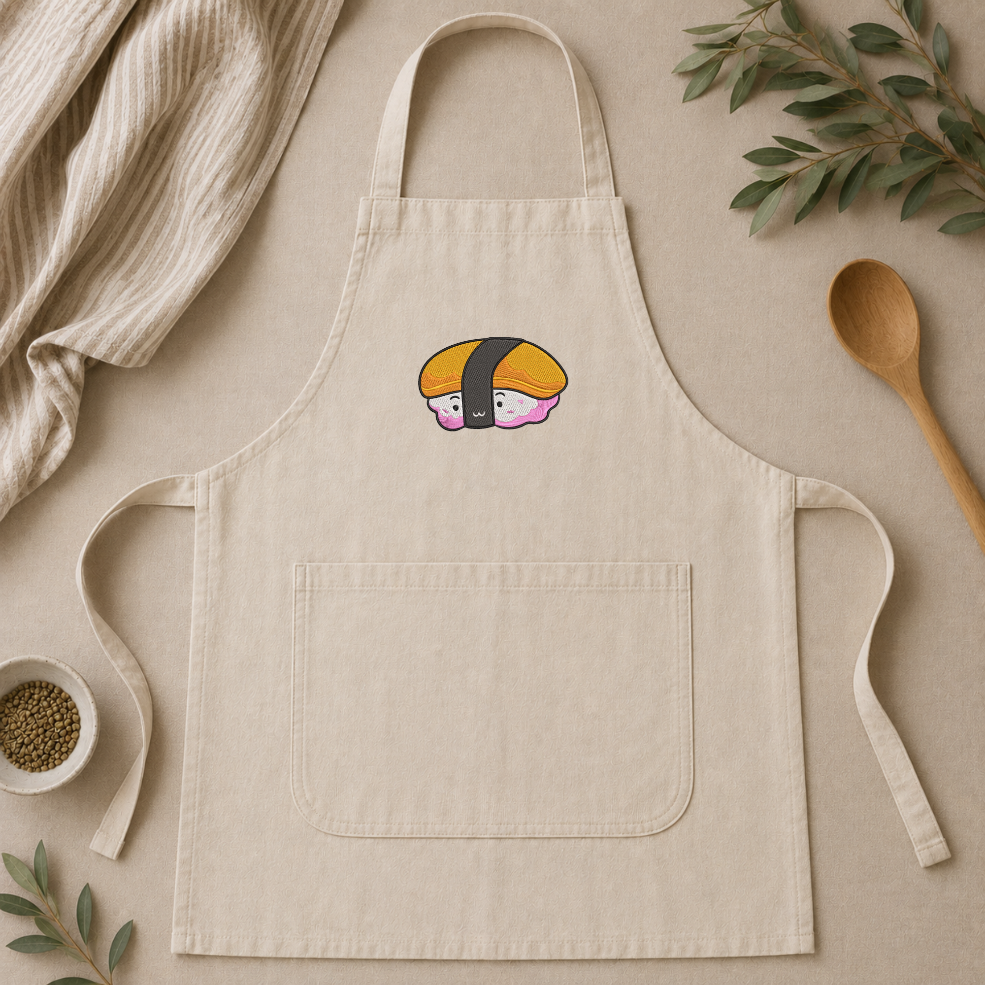 Sushi embroidery design, Kawaii food embroidery file, Machine embroidery, 7 Formats + 6 Sizes