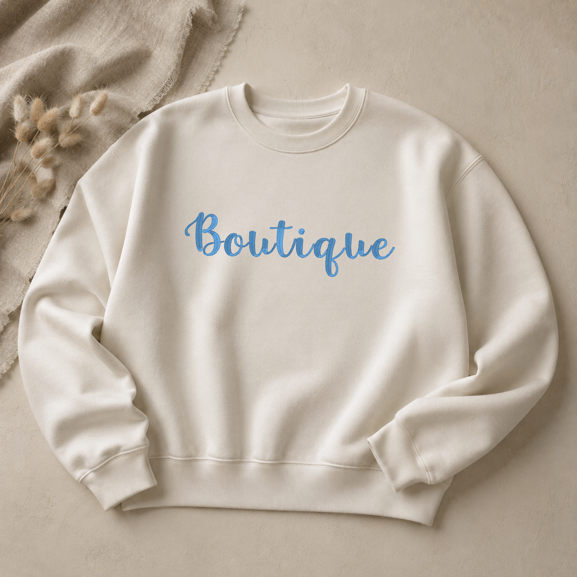 Boutique embroidery font, Script font, Machine embroidery font, 7 Formats + 7 Sizes