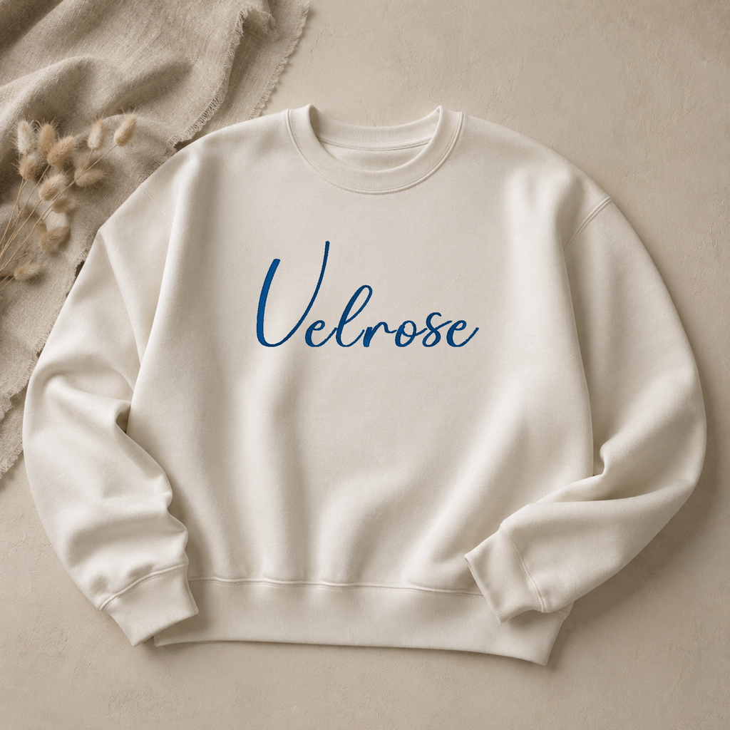 Velrose embroidery font, Script font, Machine embroidery font, 7 Formats + 7 Sizes