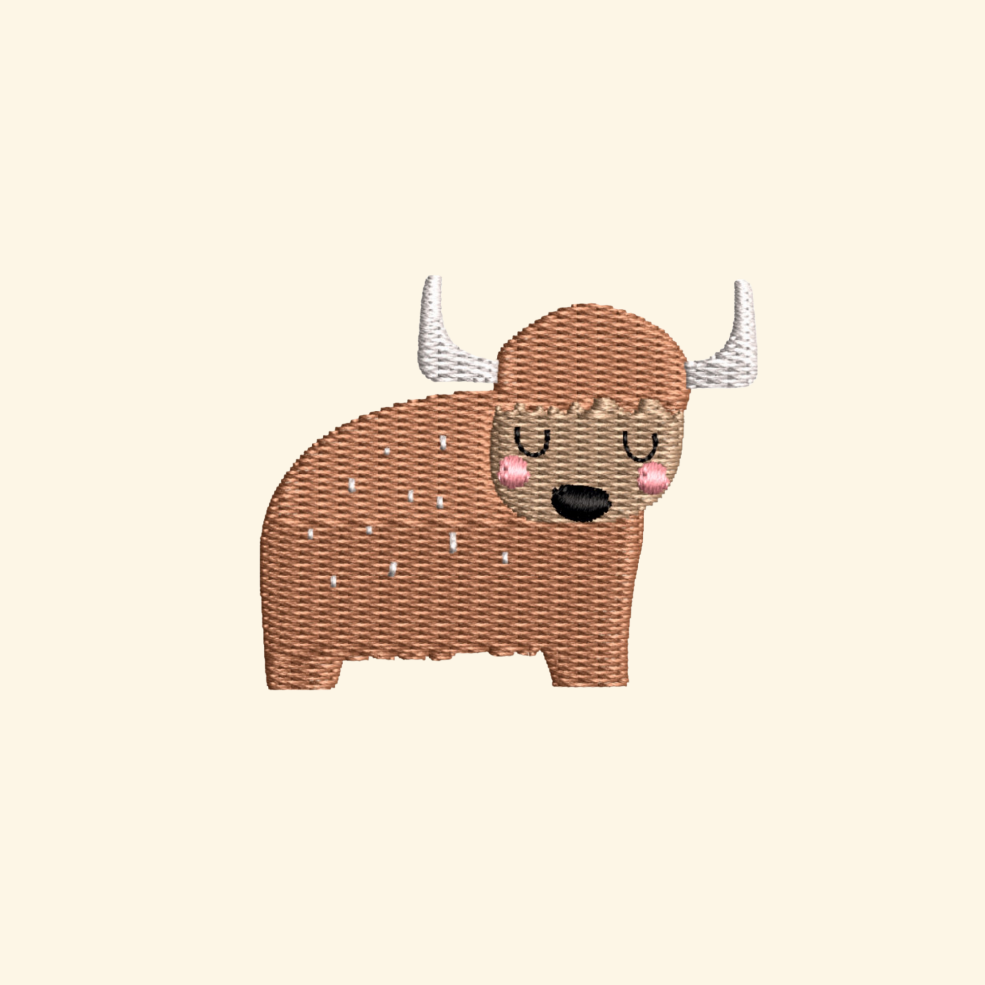Buffalo embroidery design, Animals embroidery file, Machine embroidery, 7 Formats + 6 Sizes