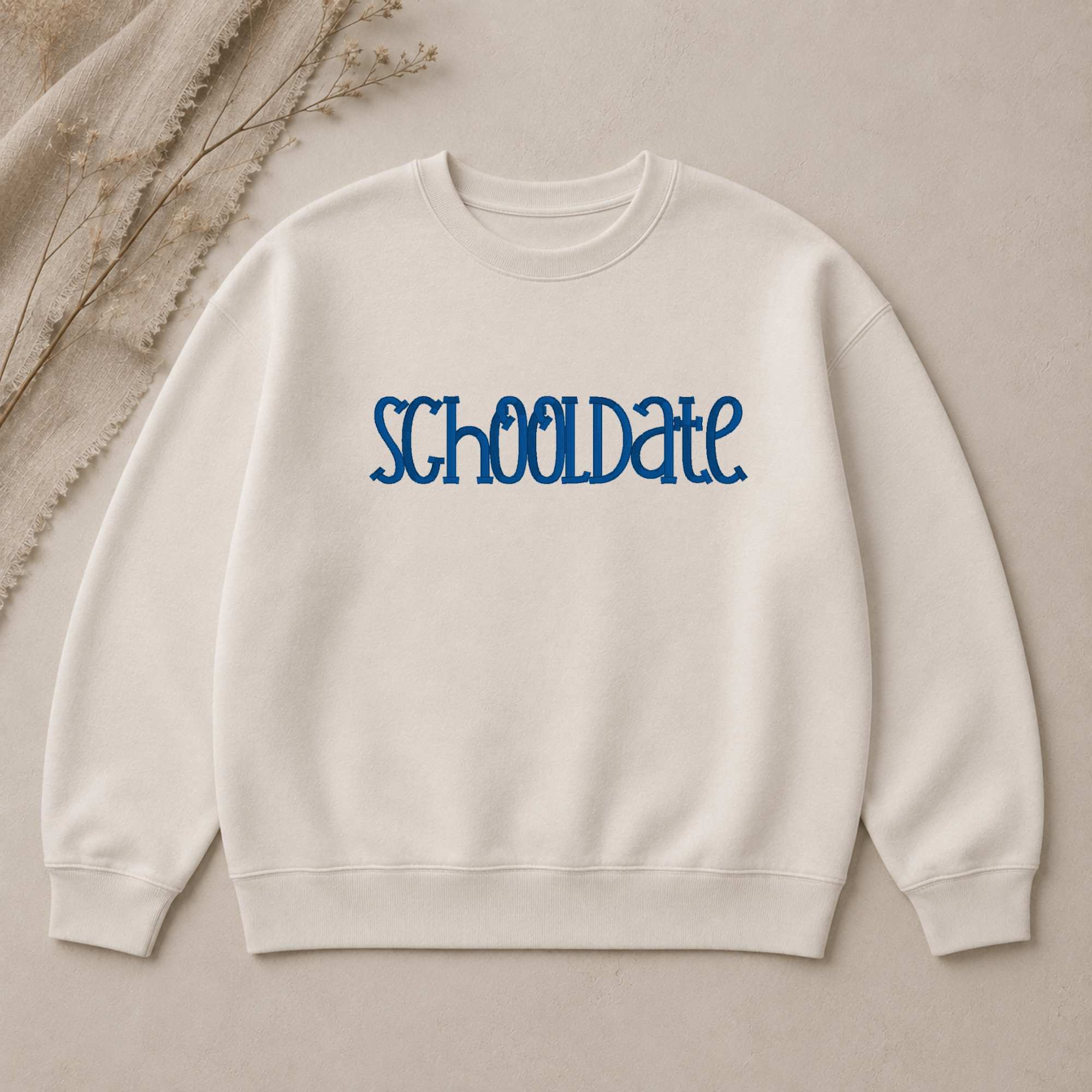 Schooldate embroidery font, Serif font, Machine embroidery font, 7 Formats + 7 Sizes