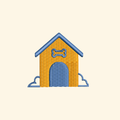 Dog house embroidery design, Animals embroidery file, Machine embroidery, 7 Formats + 6 Sizes