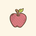 Apple embroidery design, Fruit embroidery file, Food Machine embroidery, 7 Formats + 6 Sizes
