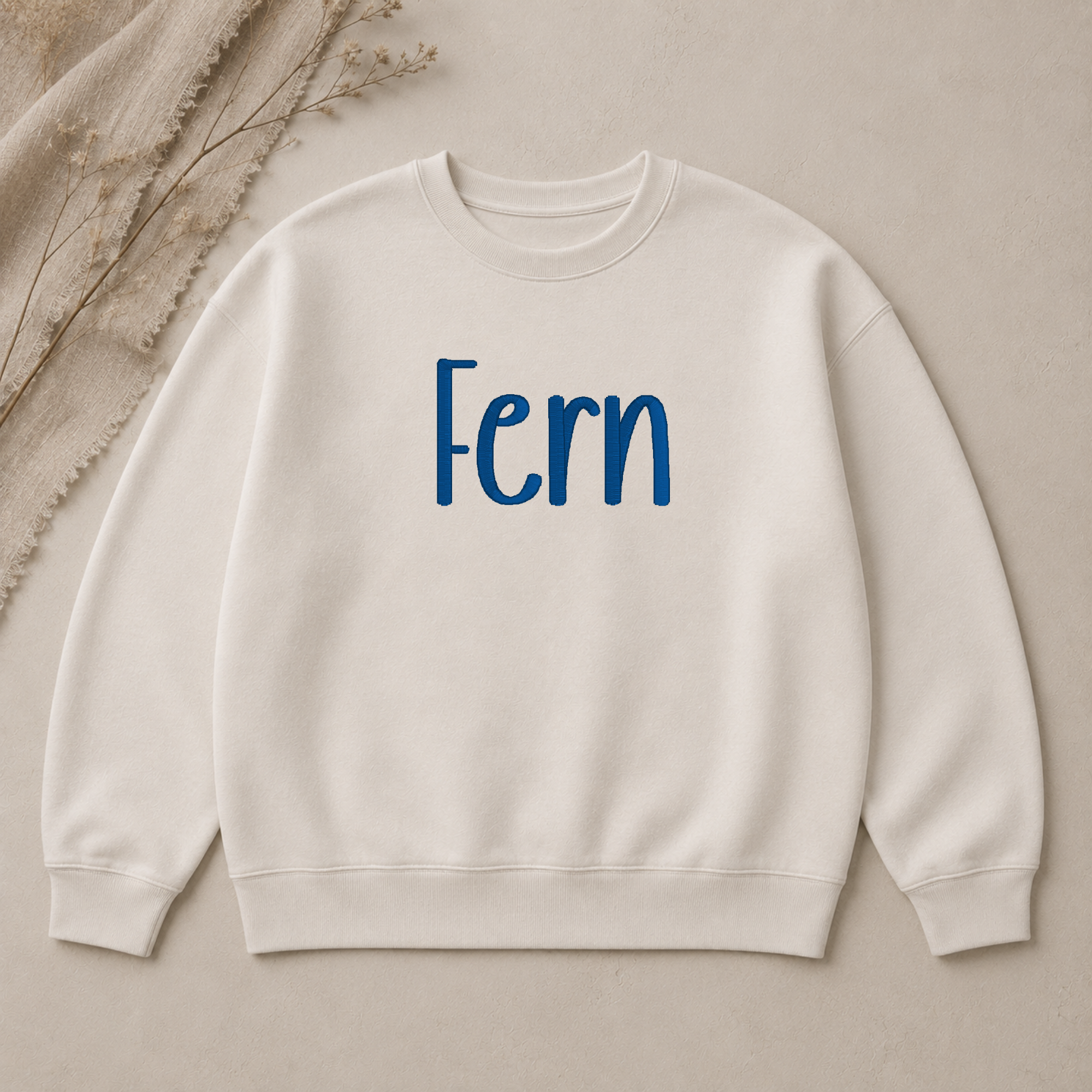 Fern embroidery font, Simple font, Machine embroidery font, 7 Formats + 7 Sizes