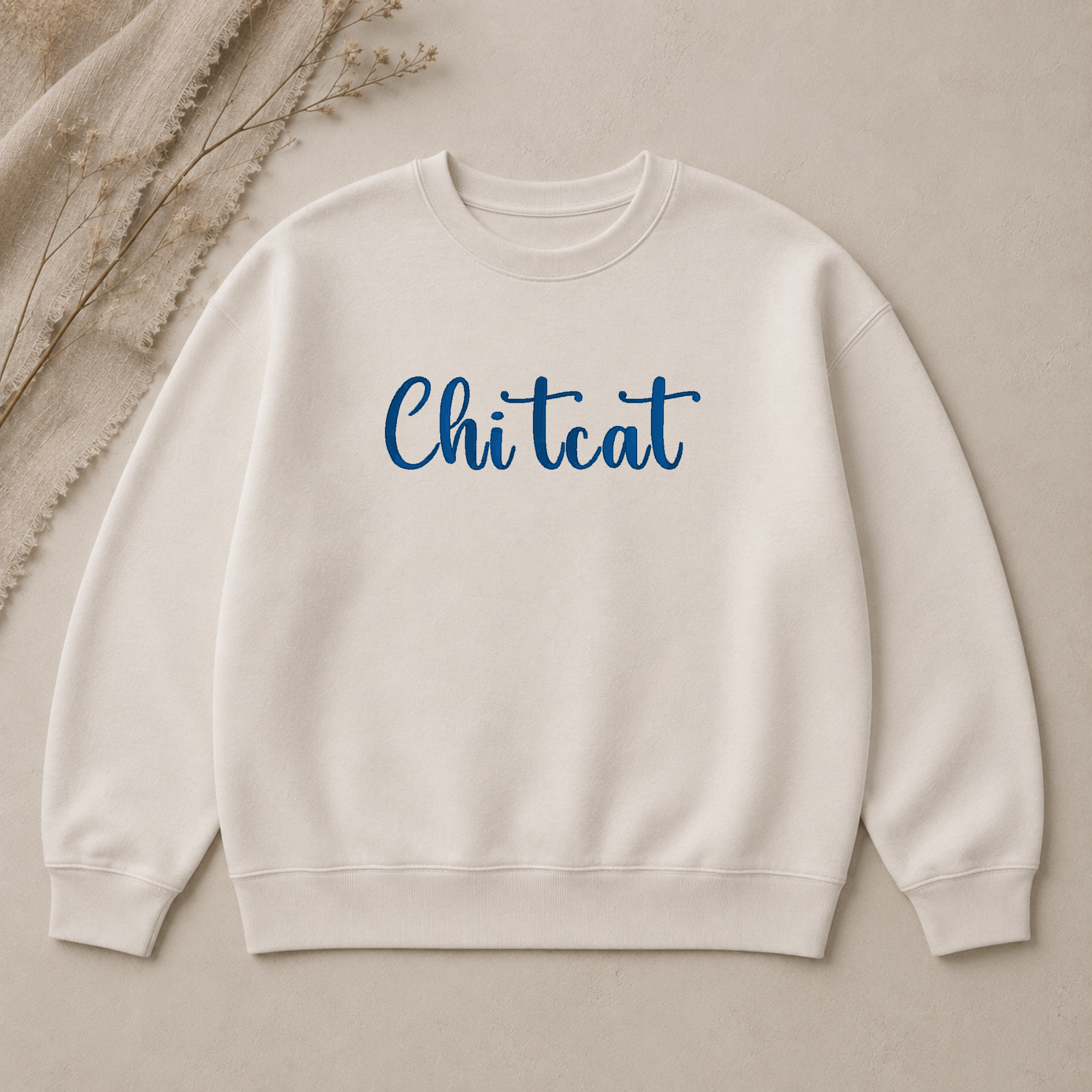 Chitcat embroidery font, Script font, Machine embroidery font, 7 Formats + 7 Sizes