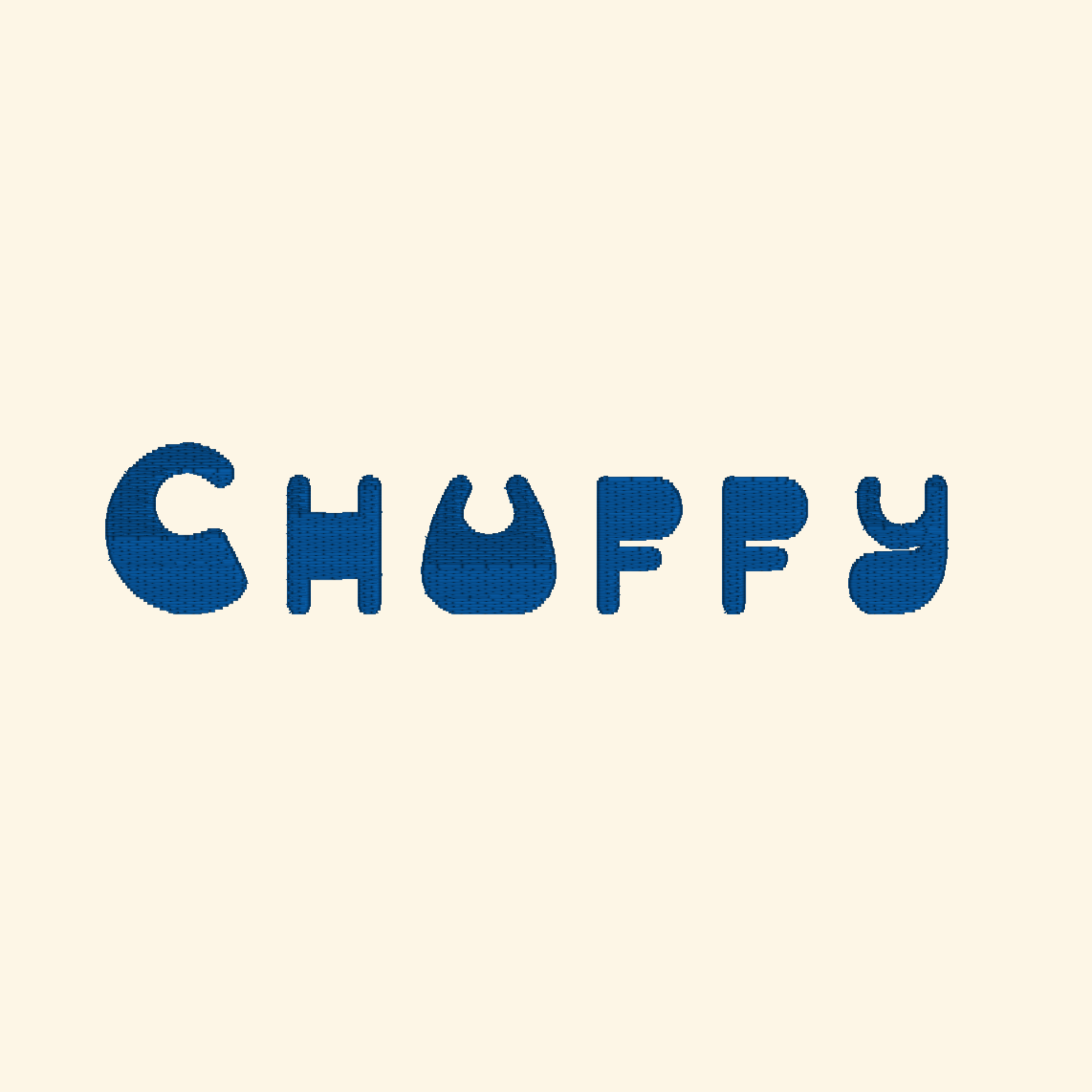 Chuffy embroidery font, Display bold embroidery font, Machine embroidery font, 7 Formats + 7 Sizes