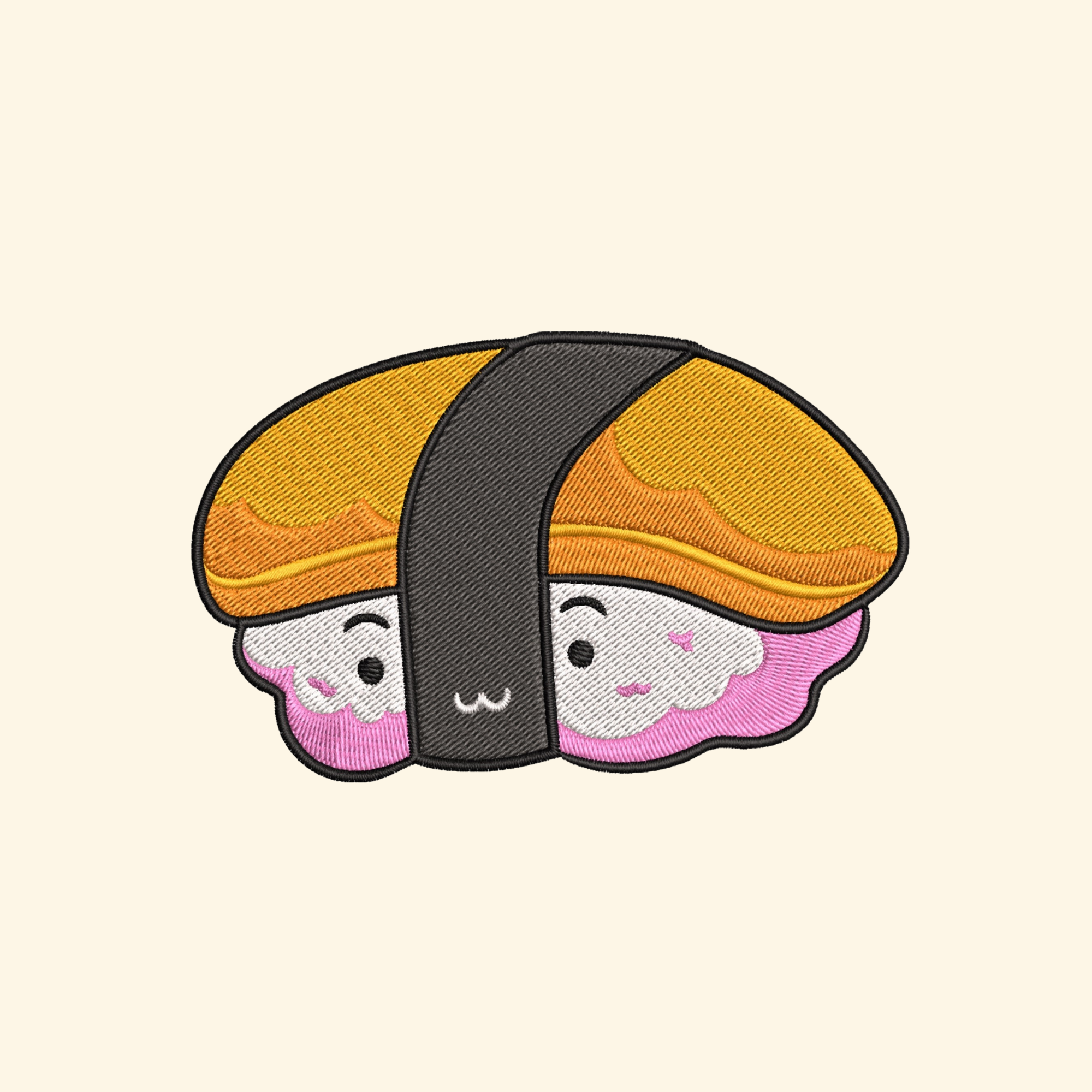 Sushi embroidery design, Kawaii food embroidery file, Machine embroidery, 7 Formats + 6 Sizes