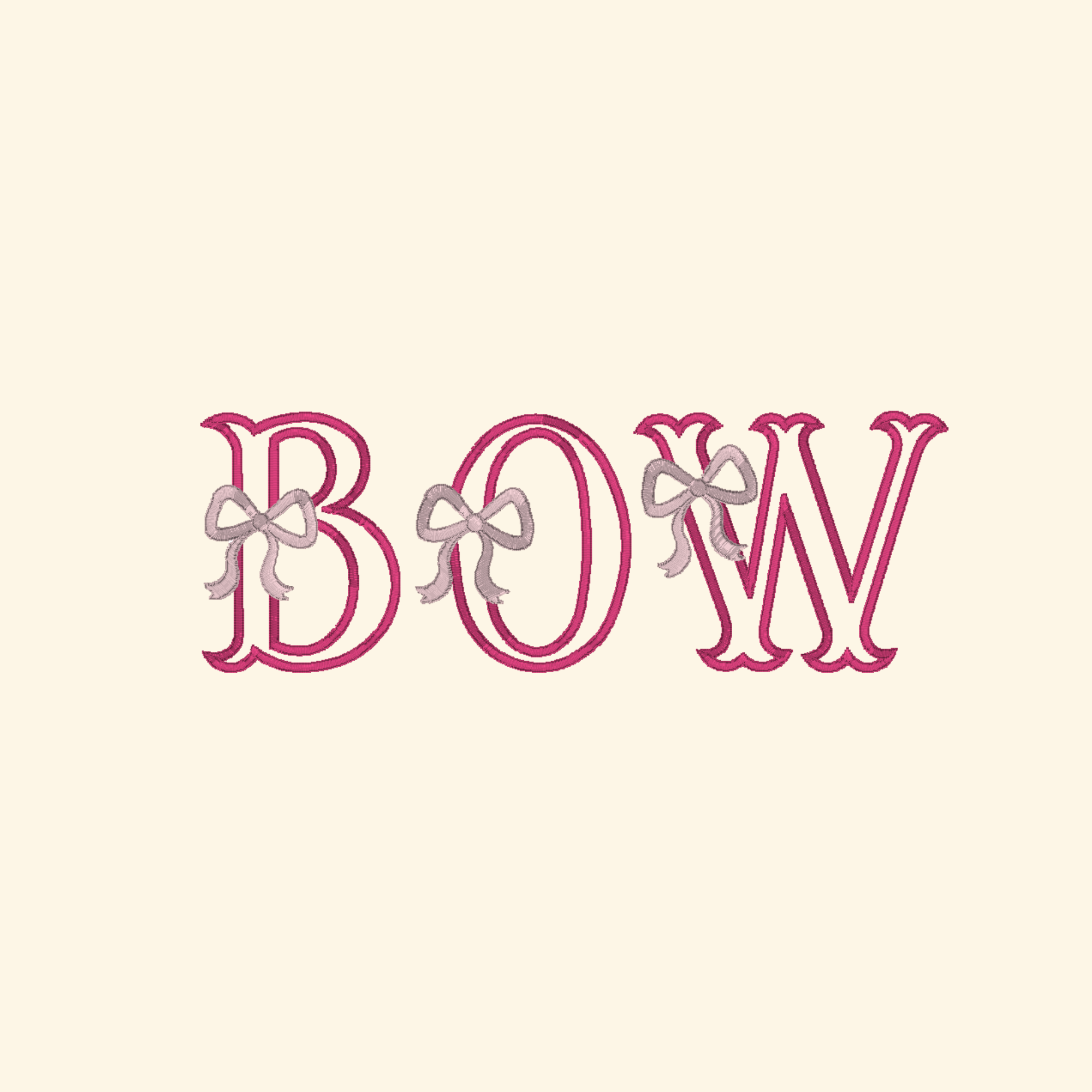 Bow monogram, Kids embroidery font, Machine embroidery letters, 7 Formats + 7 Sizes
