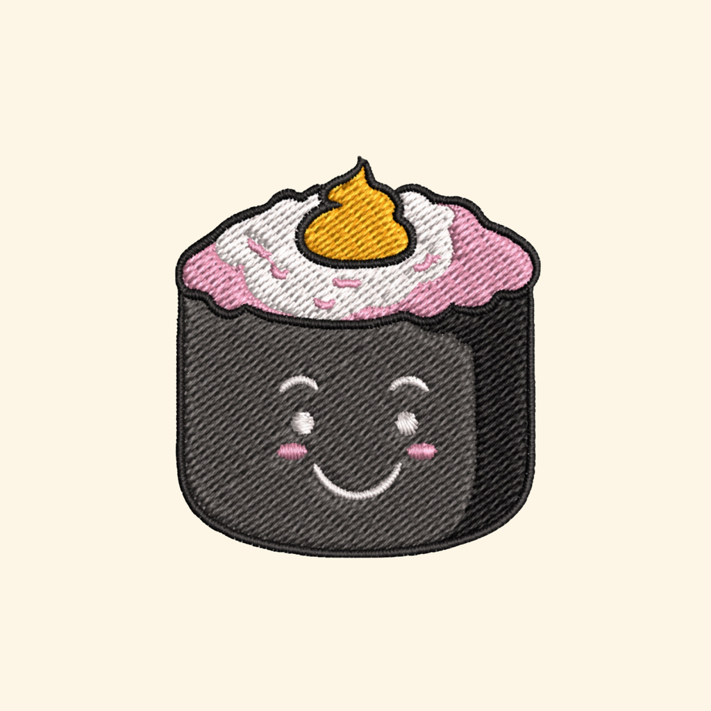 Sushi embroidery design, Cute food embroidery file, Machine embroidery, 7 Formats + 6 Sizes