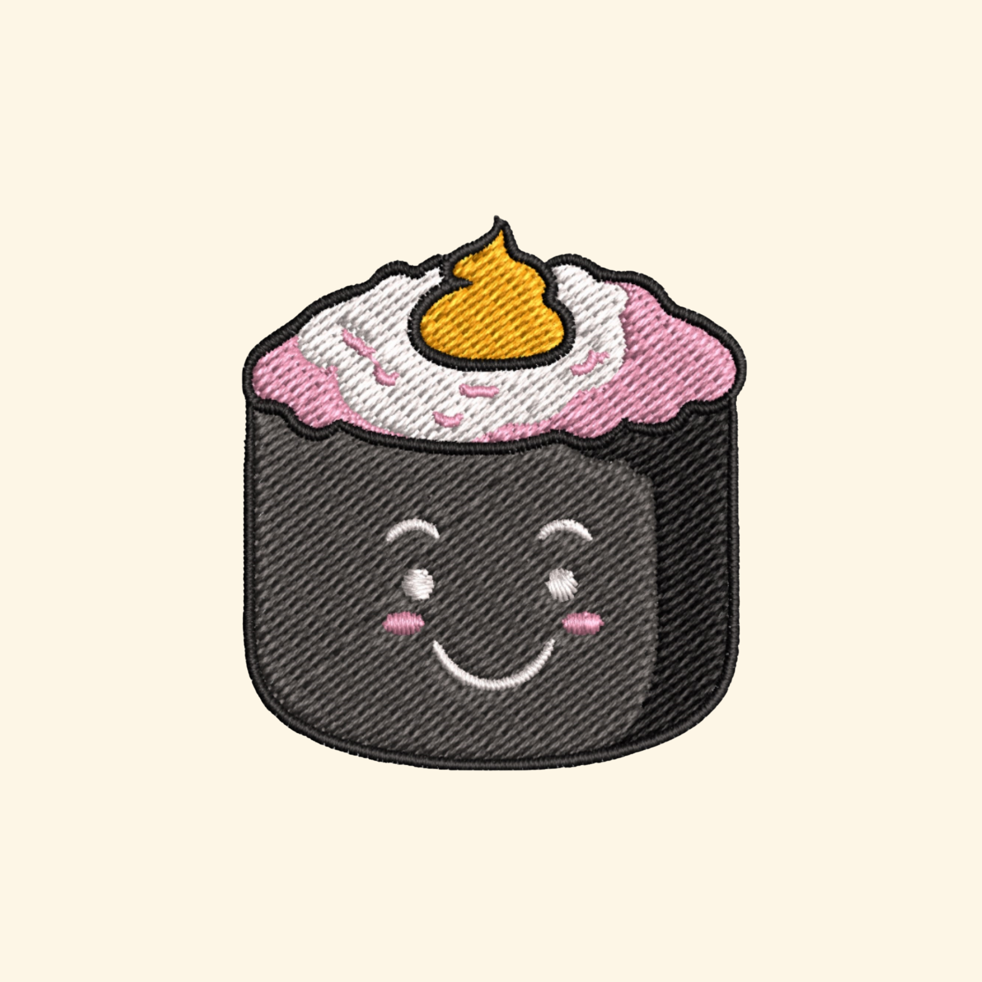 Sushi embroidery design, Cute food embroidery file, Machine embroidery, 7 Formats + 6 Sizes