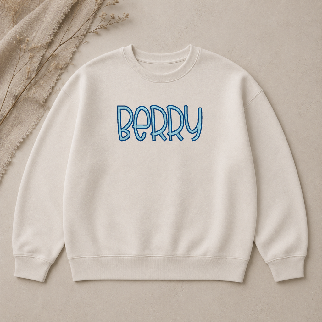 Berry embroidery font, Dual color font, Machine embroidery font, 7 Formats + 7 Sizes