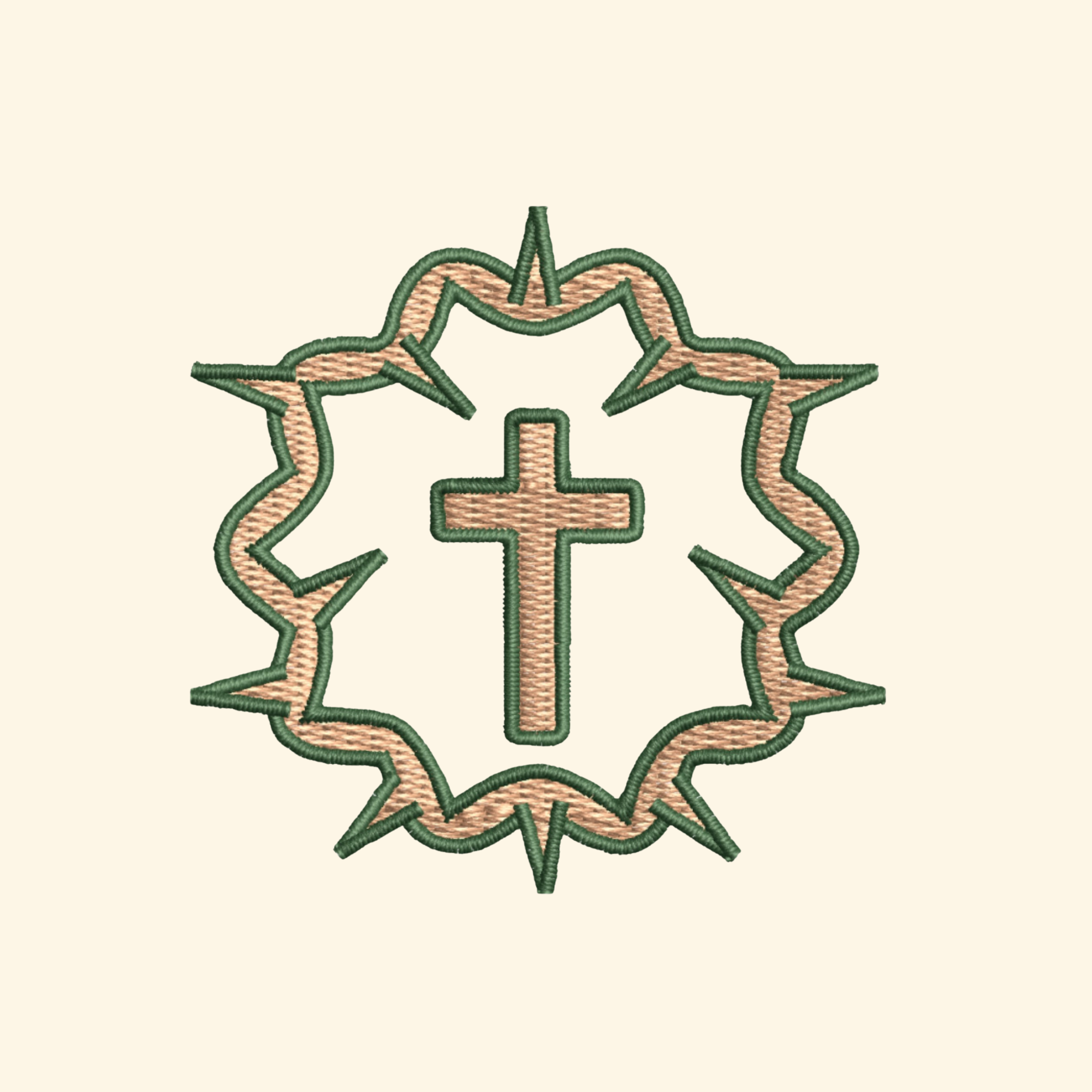 Thorn & cross embroidery design, Christian embroidery file, Machine embroidery, 7 Formats + 6 Sizes