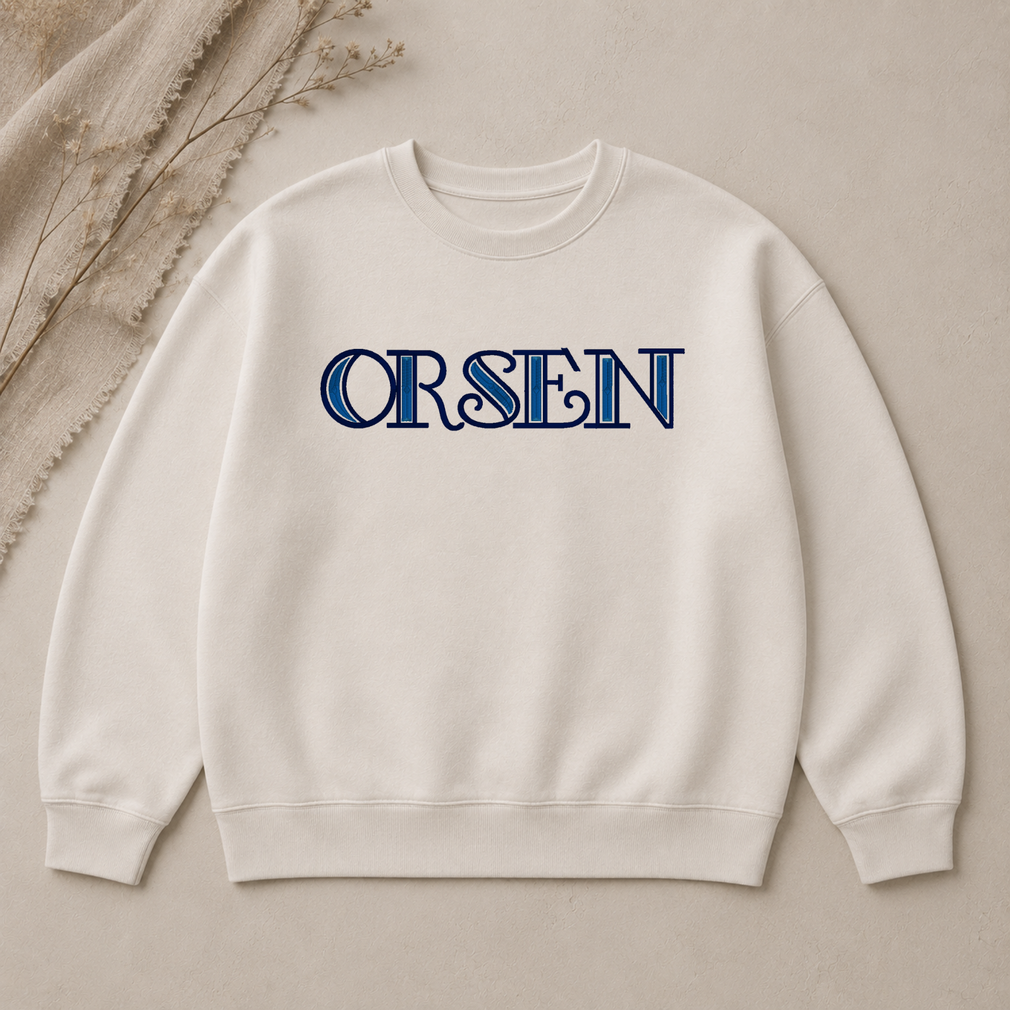 Orsen embroidery font, Monogram font, Dual color machine embroidery font, 7 Formats + 7 Sizes