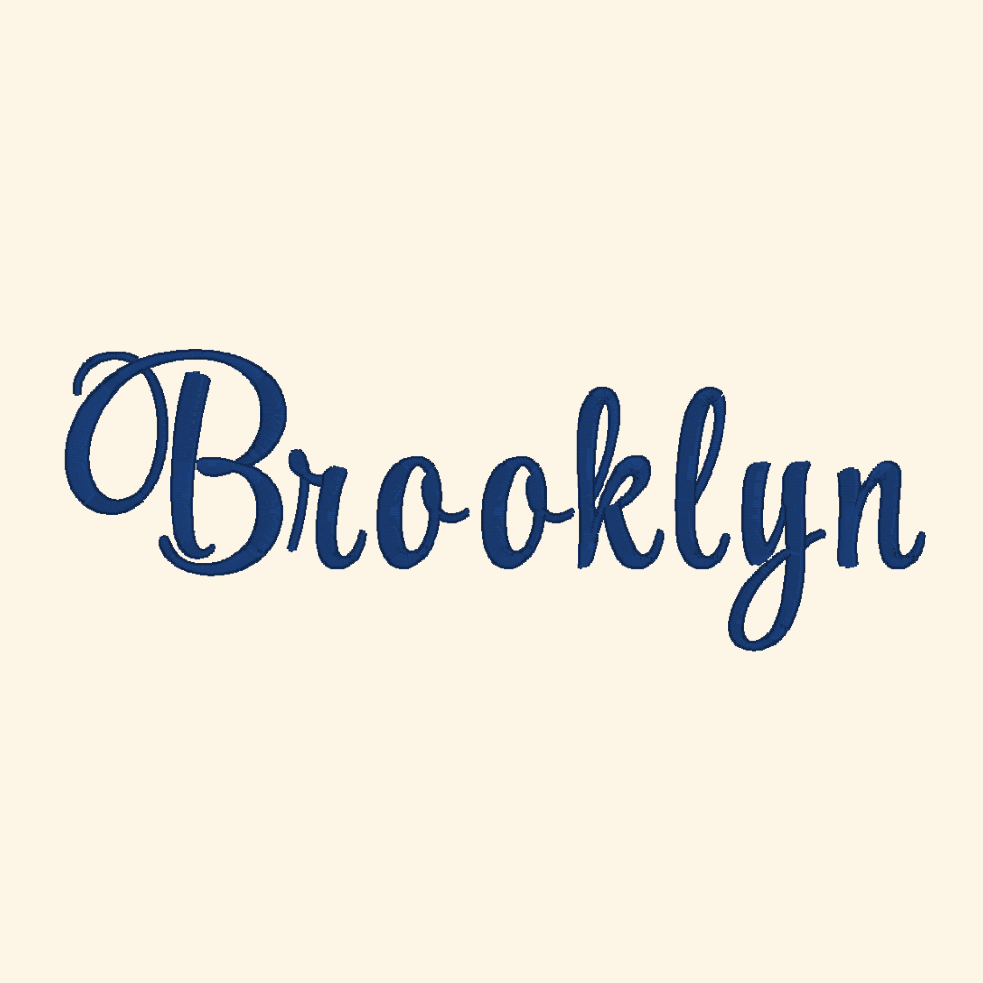 Brooklyn embroidery font, Cursive script embroidery font, Machine embroidery font, 7 Formats + 7 Sizes