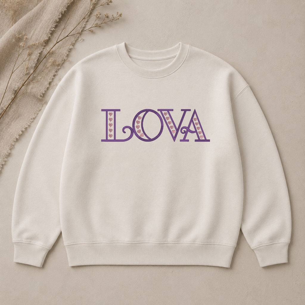 BX font - Lova embroidery monogram, Hearts font, Dual color machine embroidery font