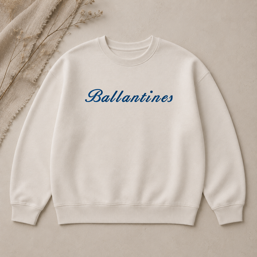 Ballantines embroidery font, Cursive script font, Machine embroidery font, 7 Formats + 7 Sizes