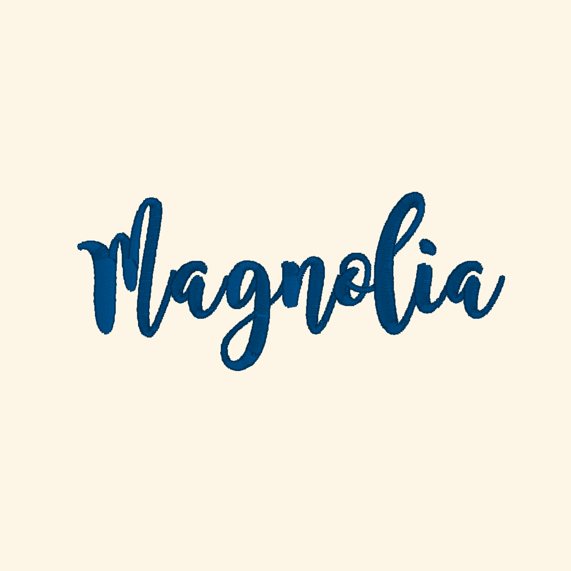 Magnolia embroidery font, Script cursive font, Machine embroidery font, 7 Formats + 7 Sizes