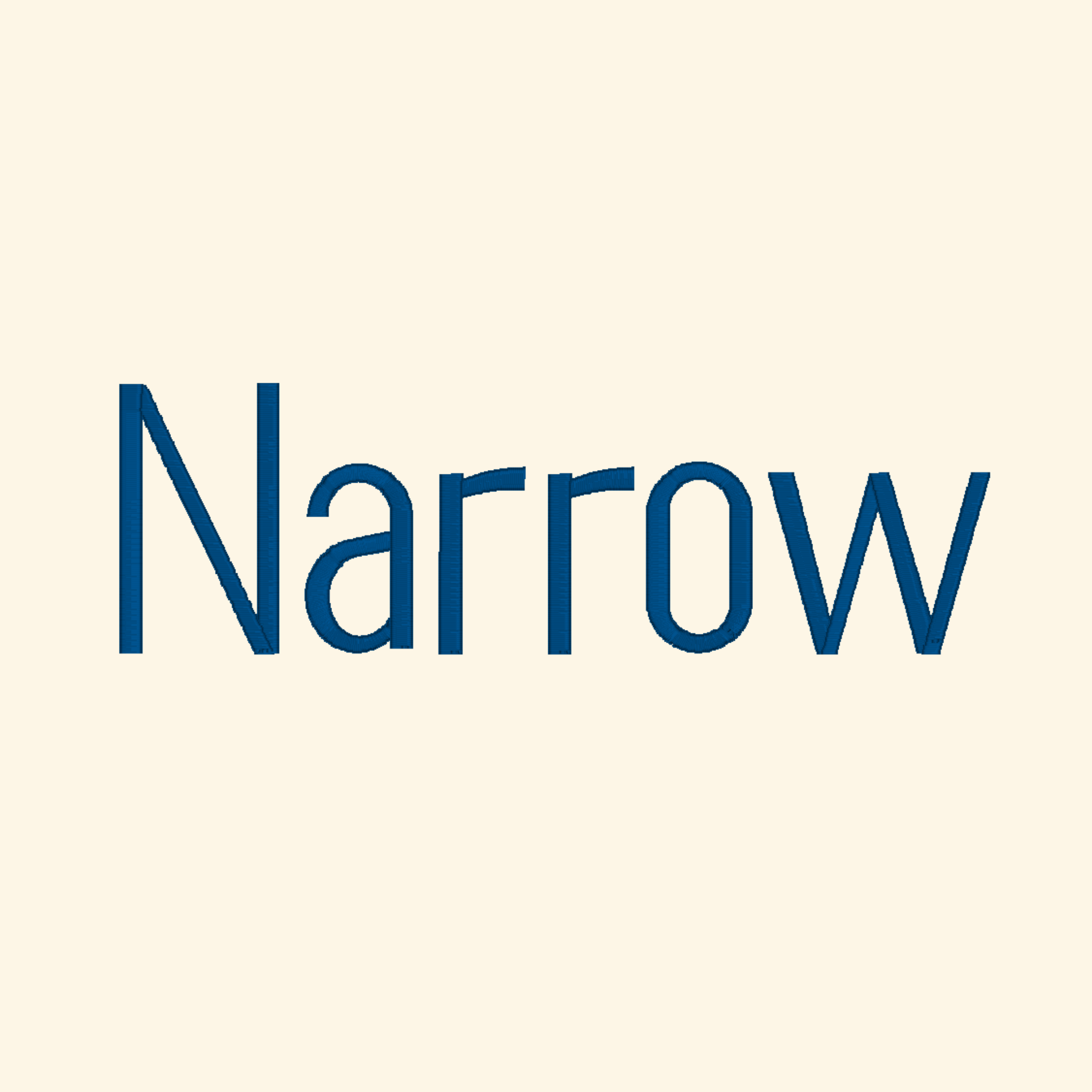 Narrow embroidery font, Simple sans serif font, Machine embroidery font, 7 Formats + 7 Sizes