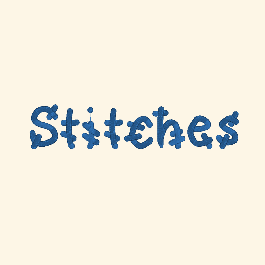 Stitches embroidery font, Funny font, Machine embroidery font, 7 Formats + 7 Sizes