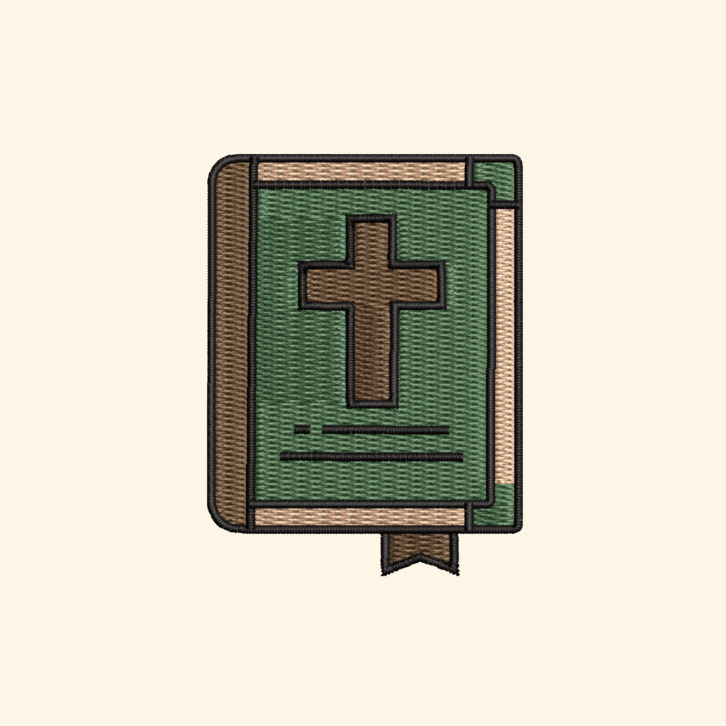 Green Bible embroidery design, Christian embroidery file, Book Machine embroidery, 7 Formats + 6 Sizes