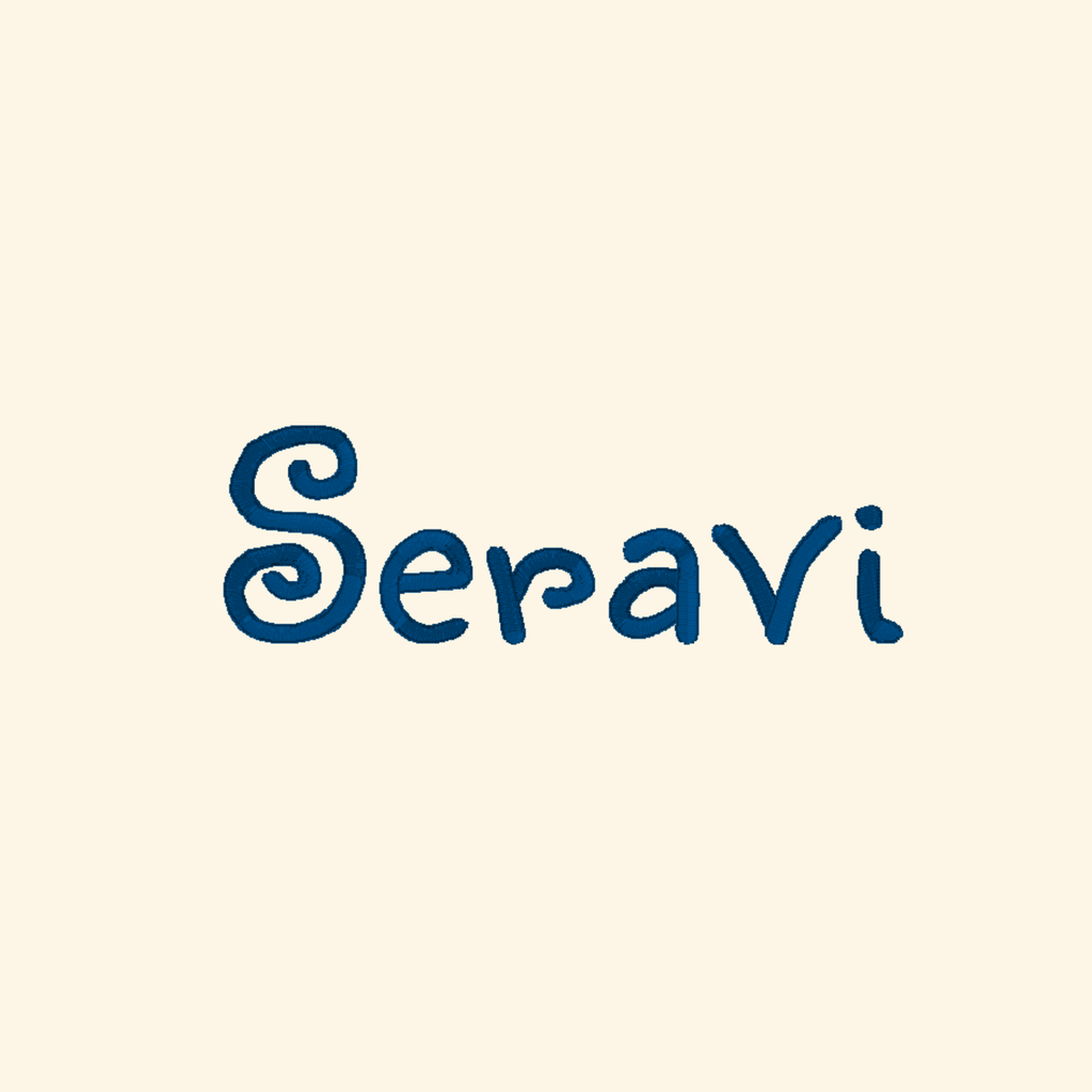Seravi embroidery font, Font with swirls, Machine embroidery font, 7 Formats + 7 Sizes