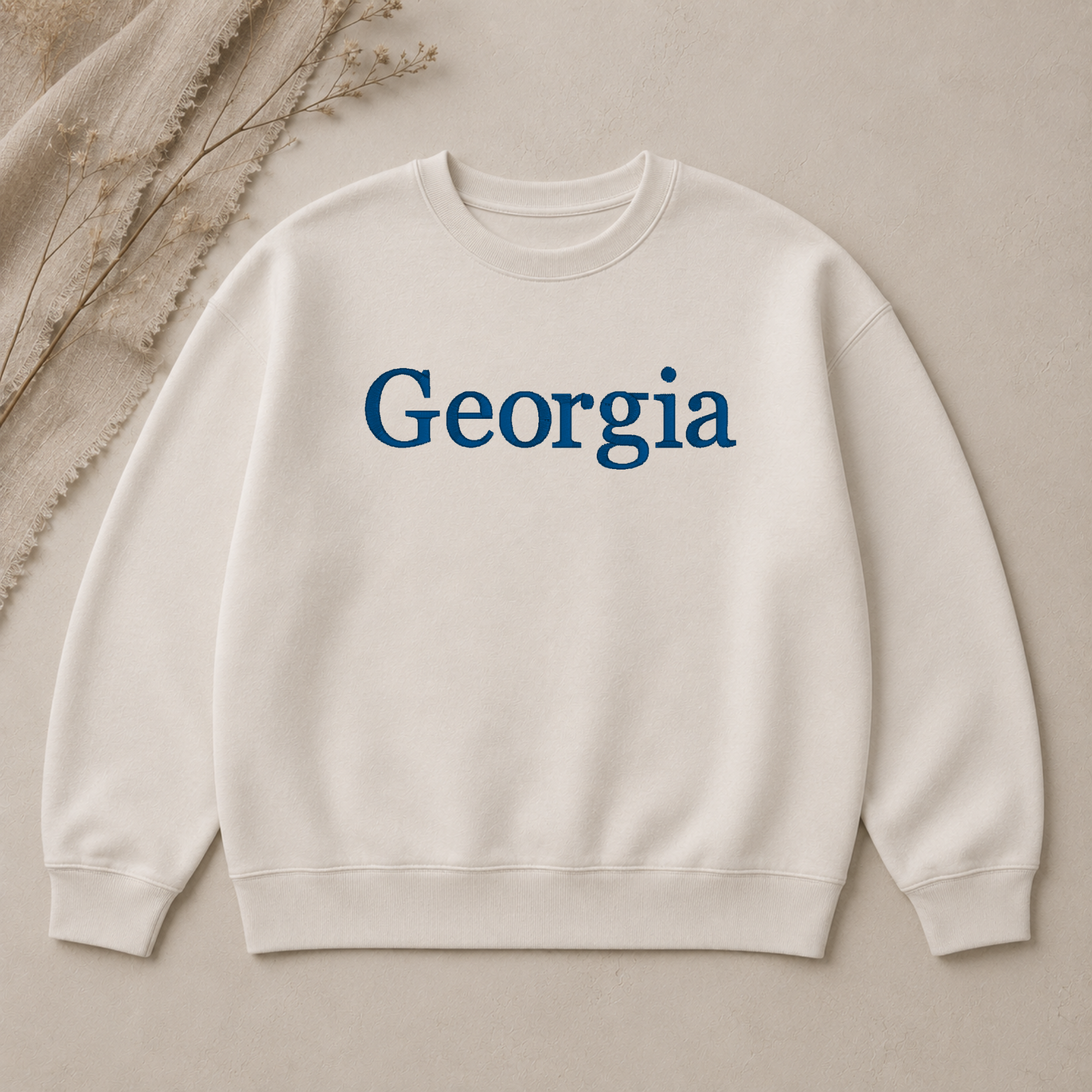 Georgia embroidery font, Simple serif font, Machine embroidery font, 7 Formats + 7 Sizes