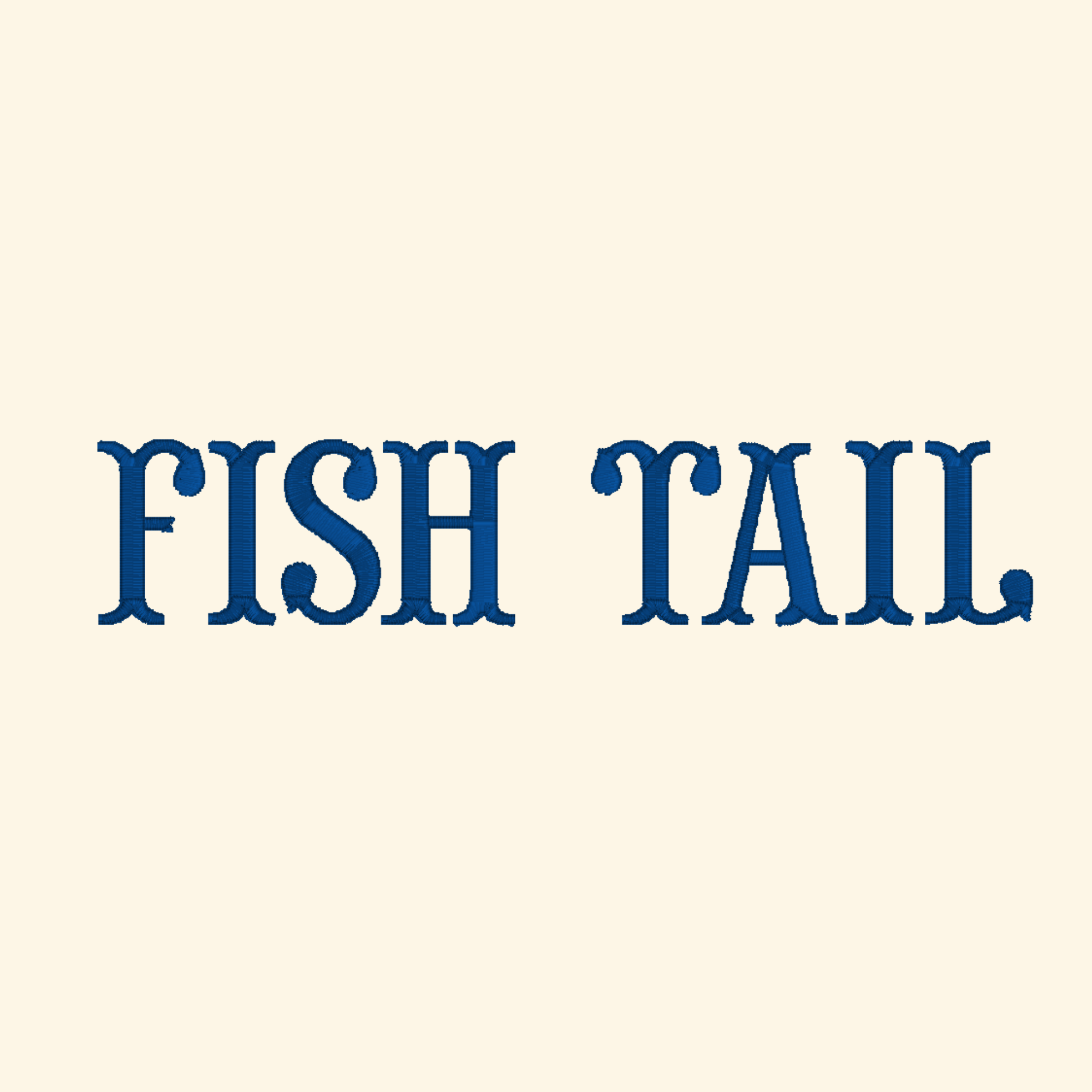 Fish tail embroidery font, Monogram font, Machine embroidery font, 7 Formats + 7 Sizes