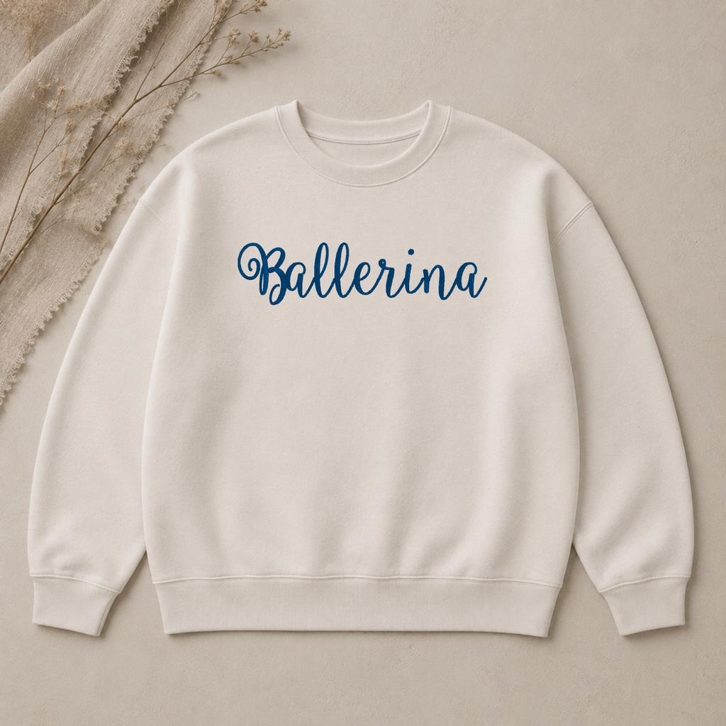 Ballerina embroidery font, Script embroidery font, Machine embroidery font, 7 Formats + 7 Sizes