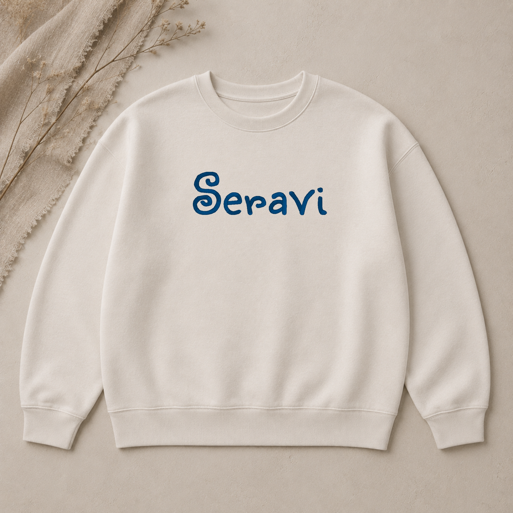 Seravi embroidery font, Font with swirls, Machine embroidery font, 7 Formats + 7 Sizes