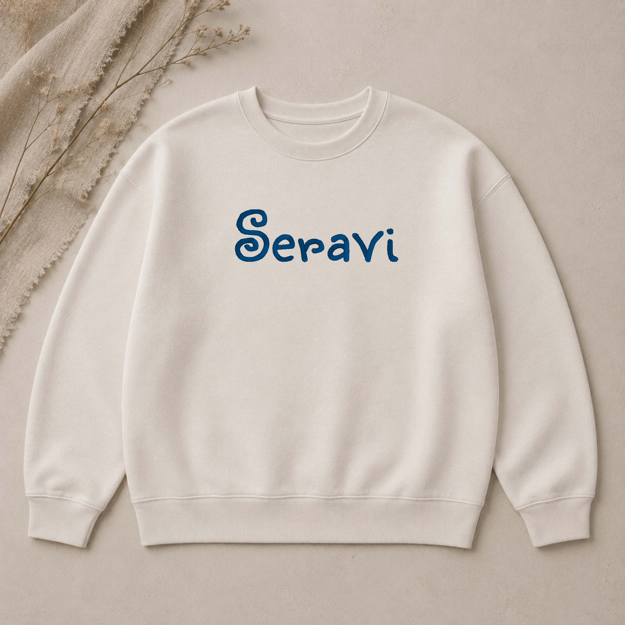 Seravi embroidery font, Font with swirls, Machine embroidery font, 7 Formats + 7 Sizes