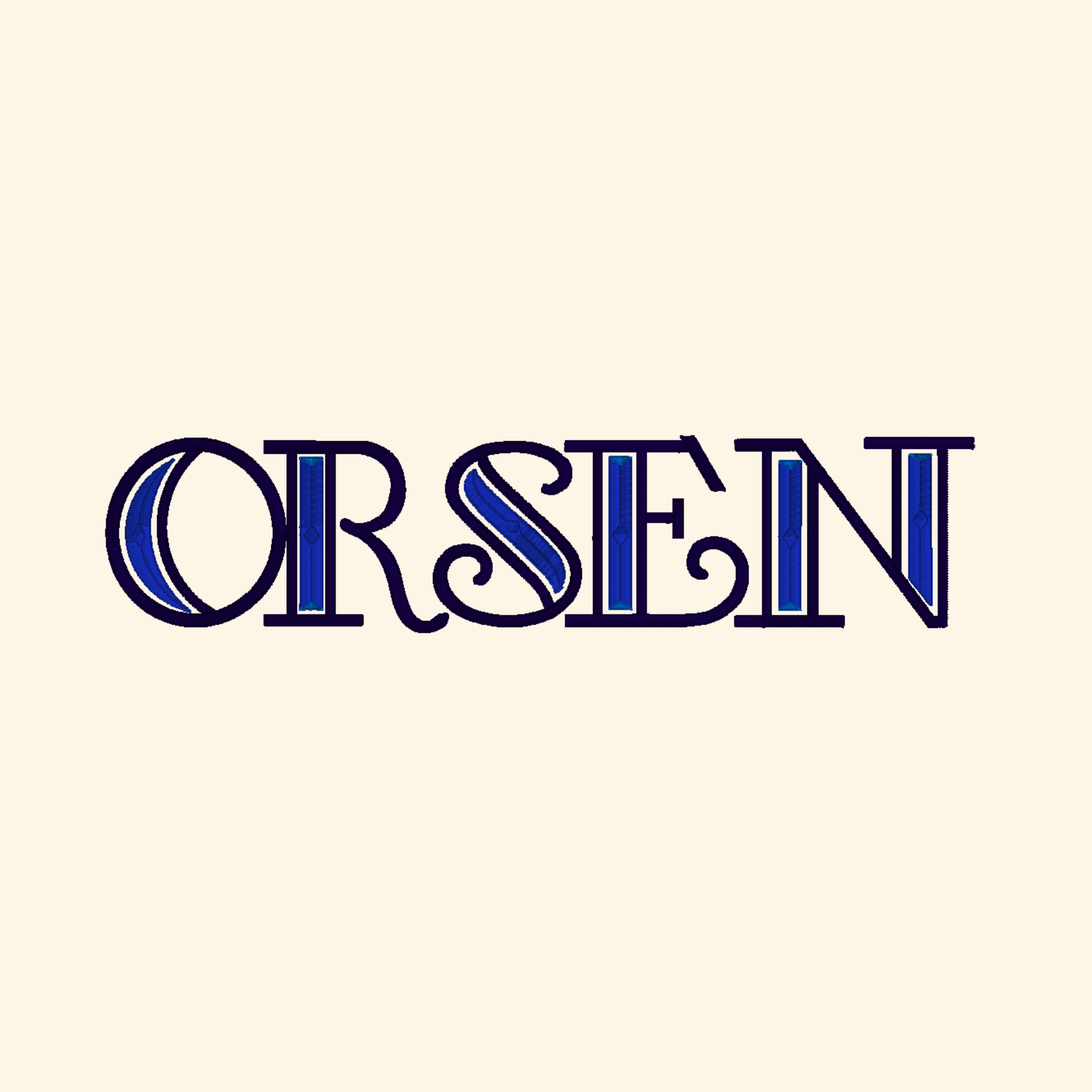 Orsen embroidery font, Monogram font, Dual color machine embroidery font, 7 Formats + 7 Sizes