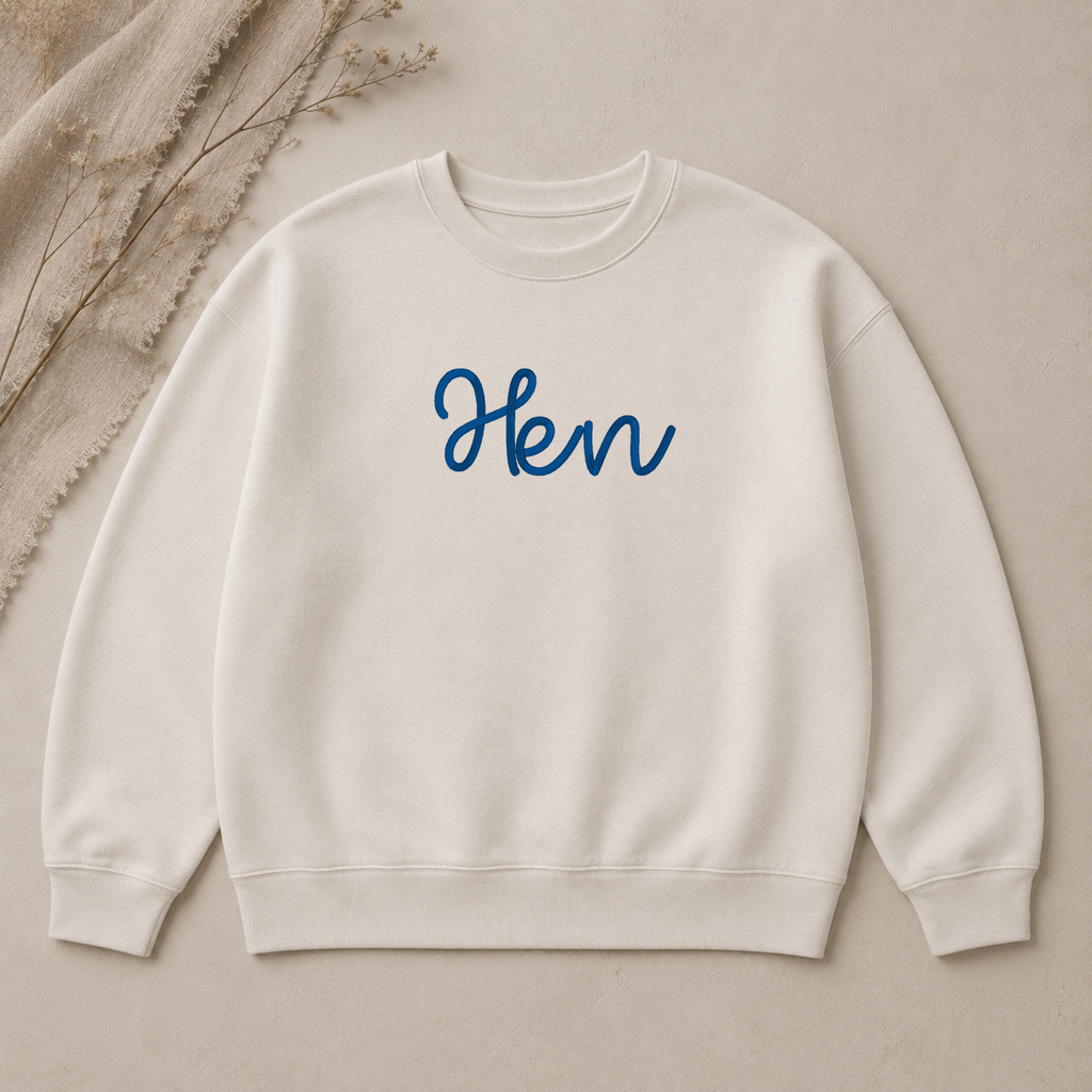 Hen embroidery font, Cute script font, Machine embroidery font, 7 Formats + 7 Sizes