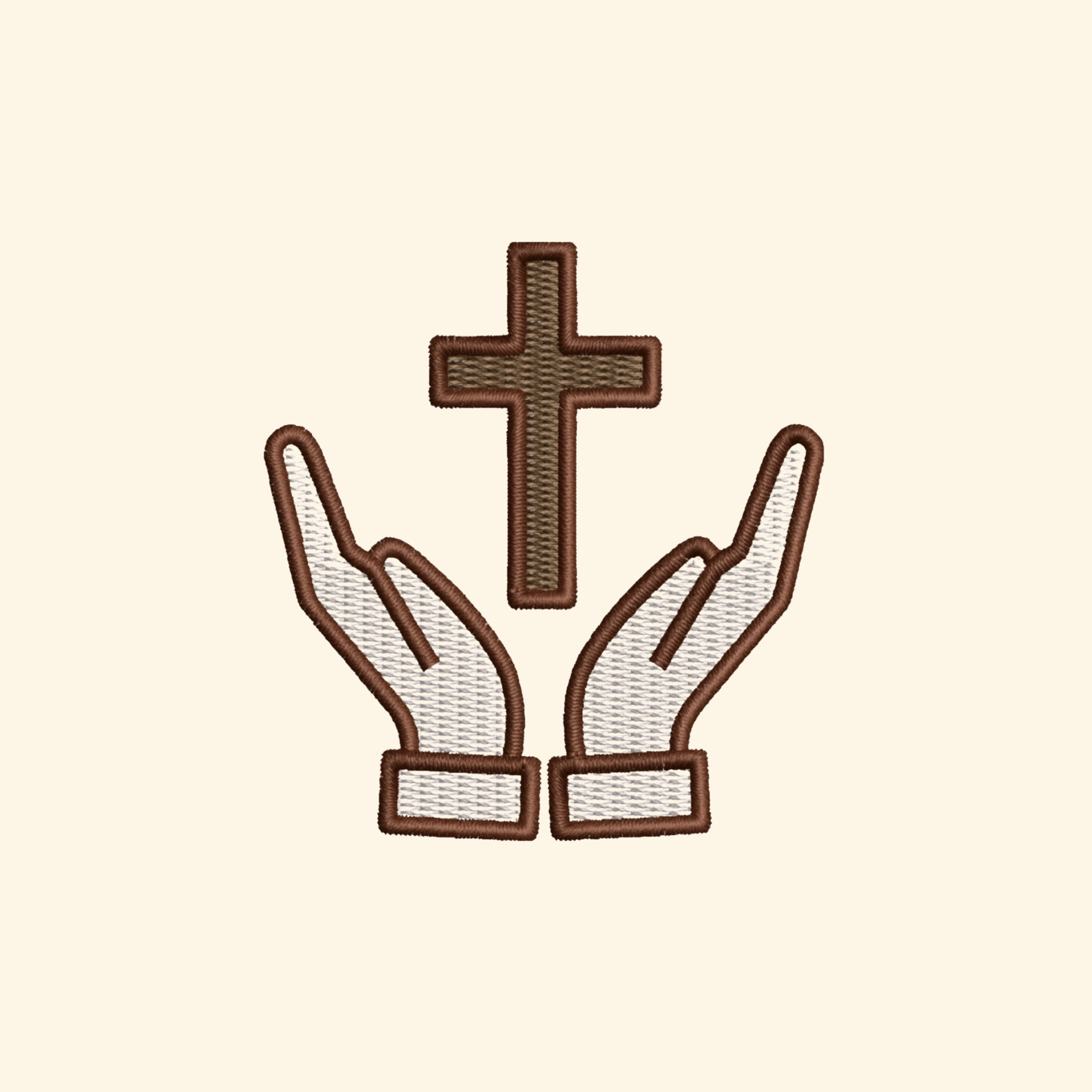Hands & Cross embroidery design, Christian embroidery file, Machine embroidery, 7 Formats + 6 Sizes