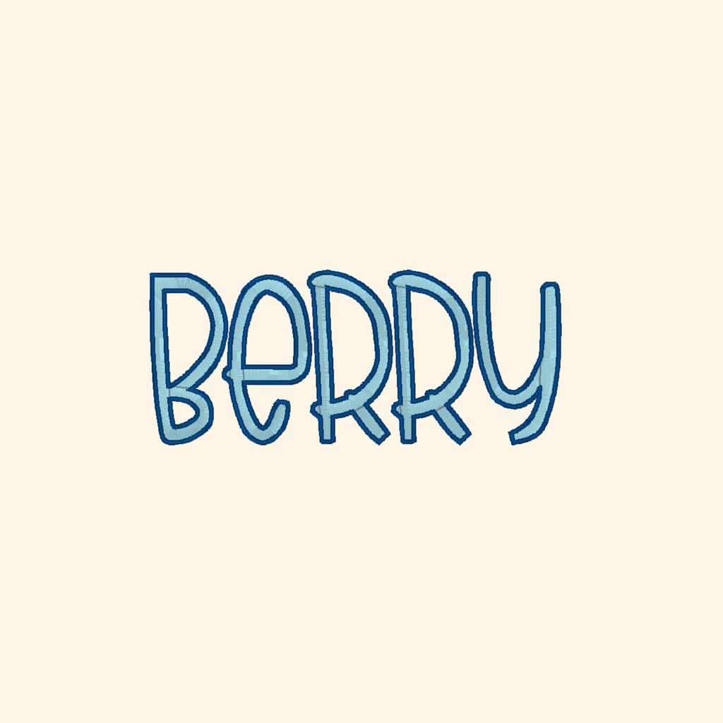 Berry embroidery font, Dual color font, Machine embroidery font, 7 Formats + 7 Sizes