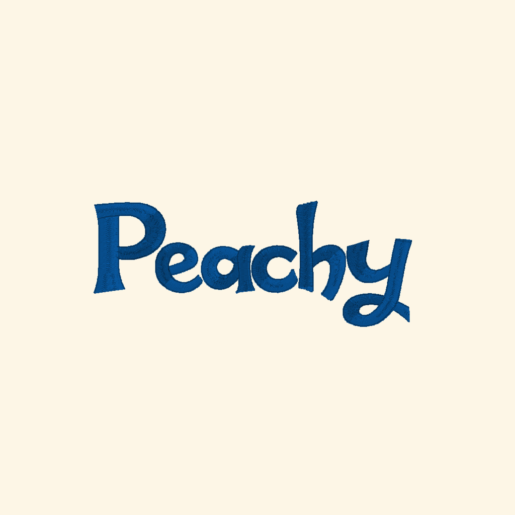 Peachy embroidery font, Cute font, Machine embroidery font, 7 Formats + 7 Sizes