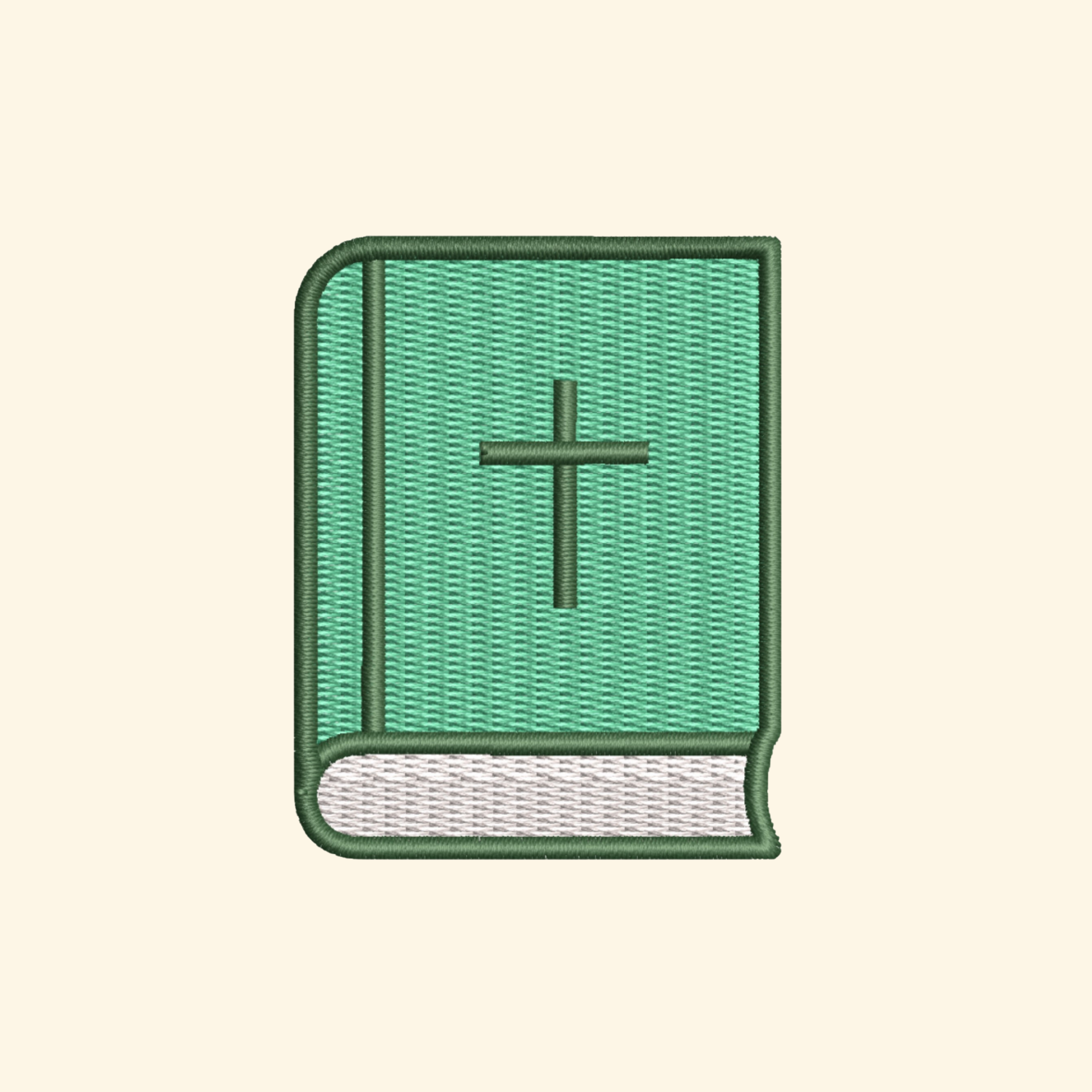 Green Bible embroidery design, Christian book embroidery file, Machine embroidery, 7 Formats + 6 Sizes