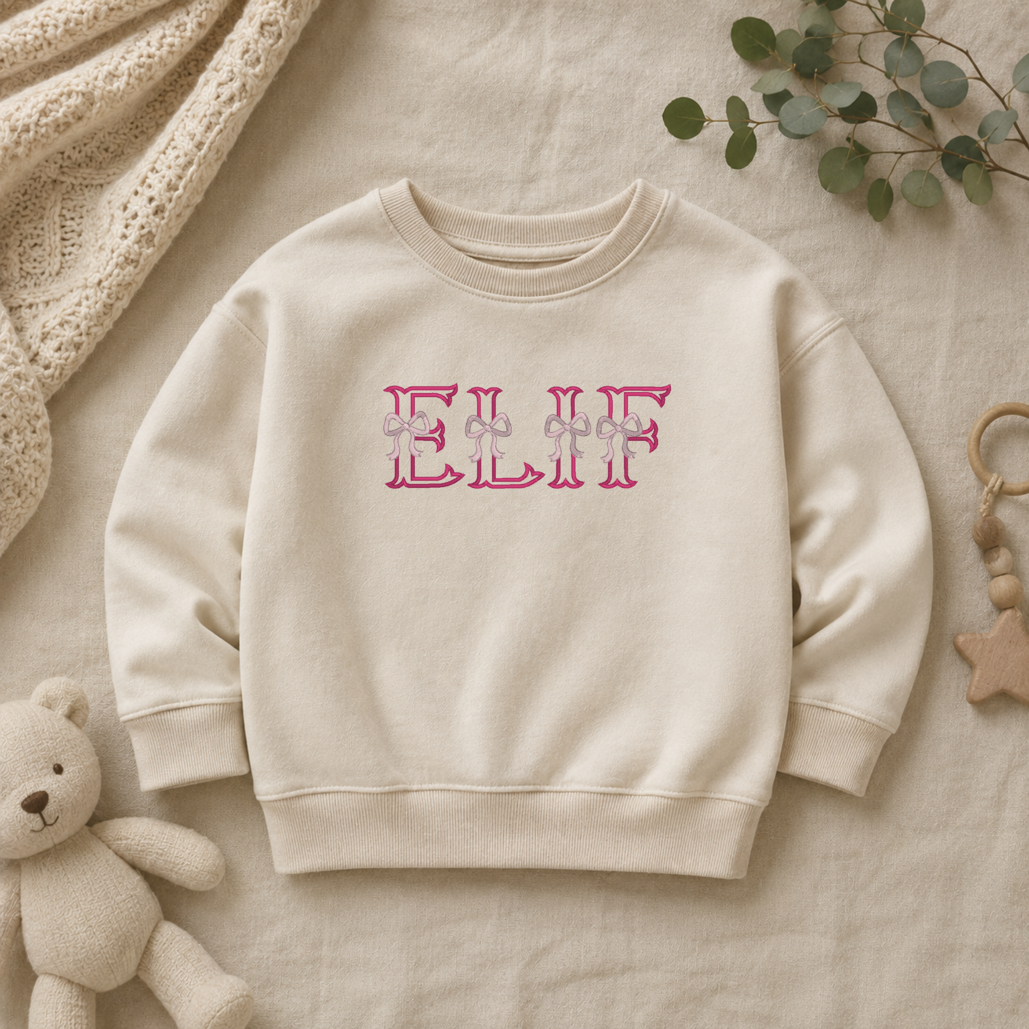 Bow monogram, Kids embroidery font, Machine embroidery letters, 7 Formats + 7 Sizes