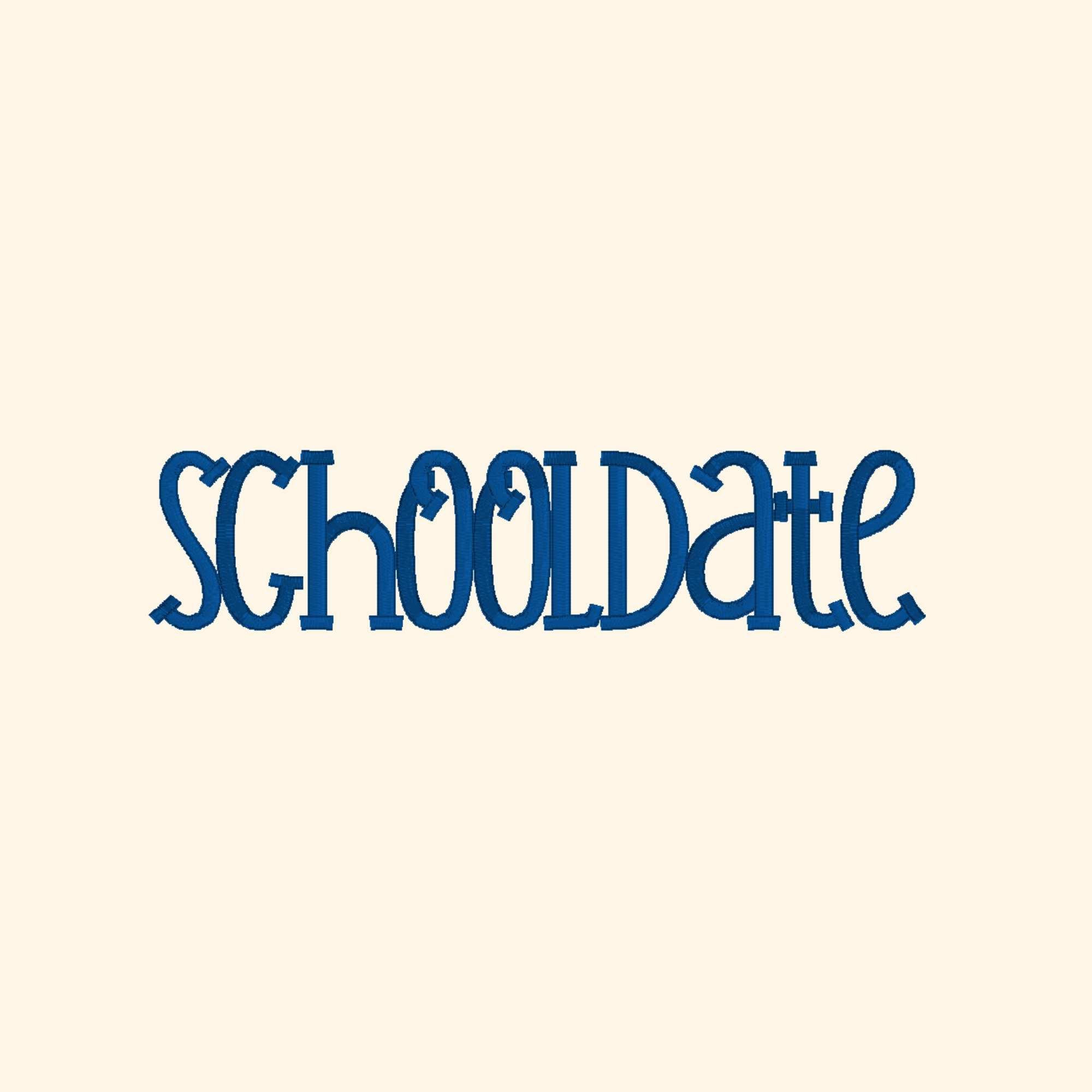 Schooldate embroidery font, Serif font, Machine embroidery font, 7 Formats + 7 Sizes