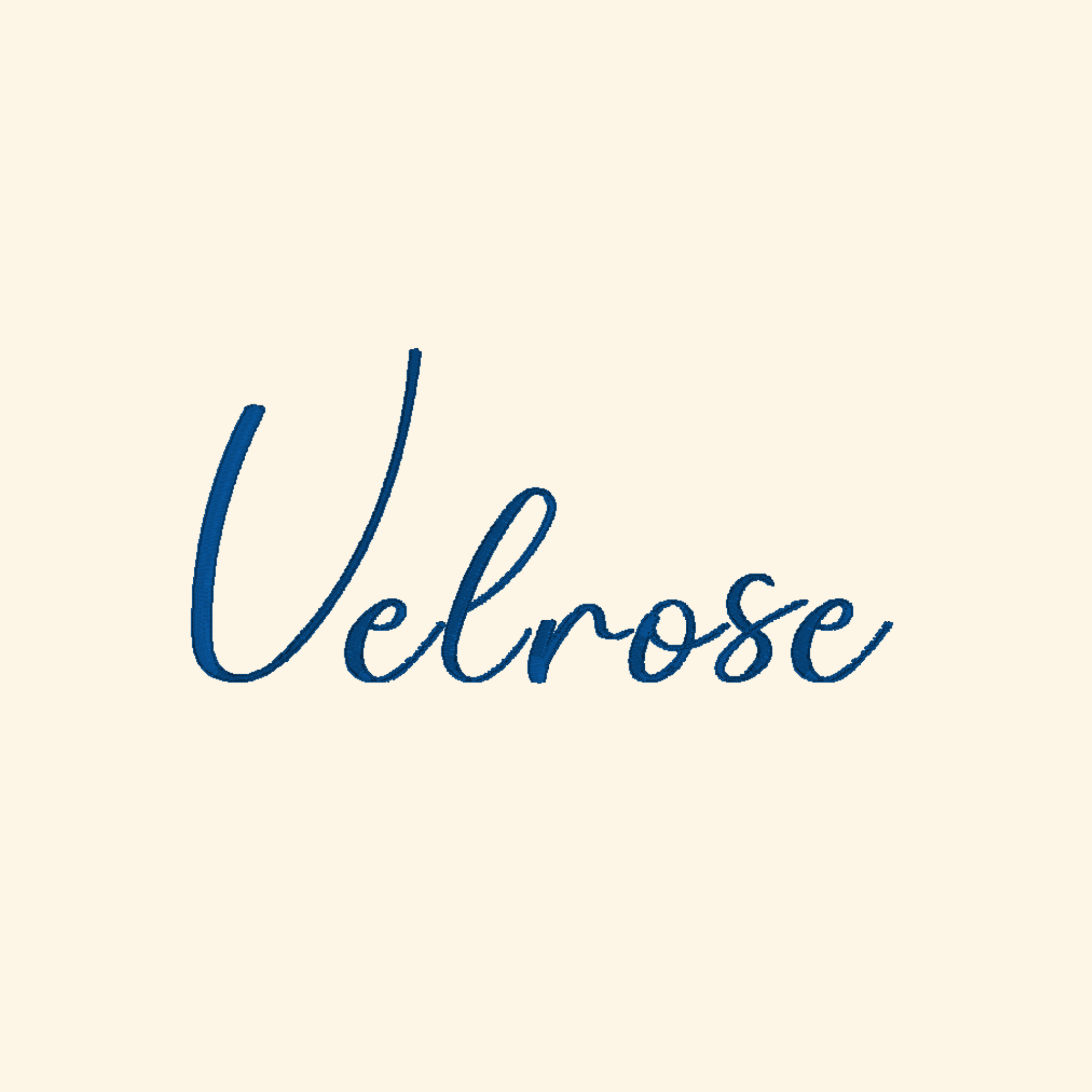 Velrose embroidery font, Script font, Machine embroidery font, 7 Formats + 7 Sizes